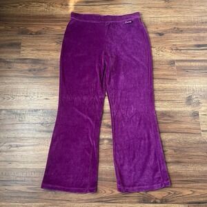 Purple Velour Flare Pants Elastic‎ Waist Women Large Drawstring Y2K Loungewear